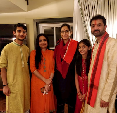 Piyushbhai Mehta and family with Sonam Kapoor in London